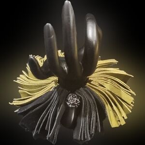 Black and Olive Fringe Statement Bracelet